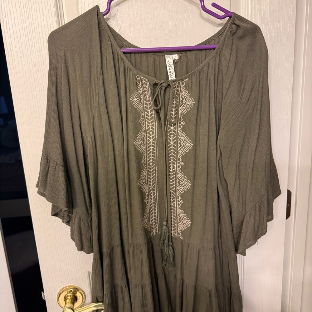 Women's Olive Green Boho Top